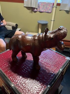 Handcrafted Brown Hippo Figurine - Home Art Decor